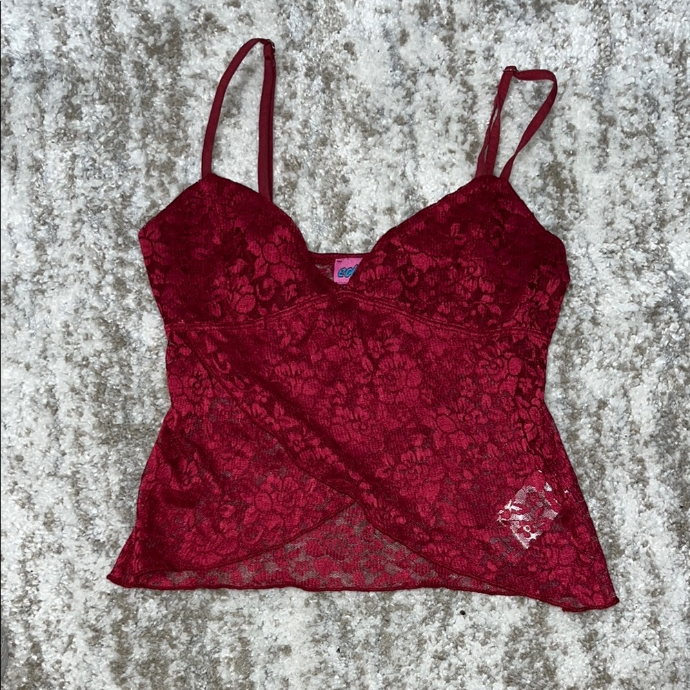 Edikted Red Lace Crop Top - Picture 1 of 1